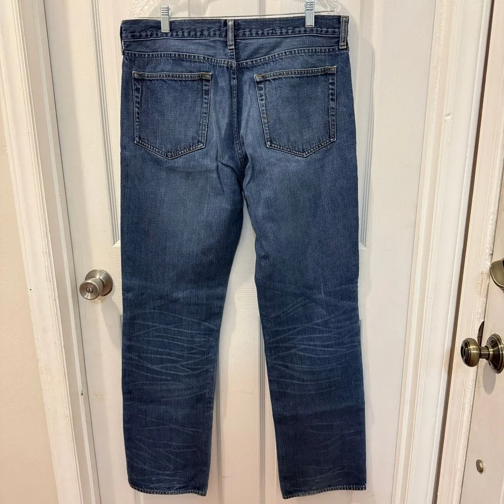 J. Crew Men 35W 36L (34) Straight Leg Denim Blue Jeans Cotton Casual Work (READ)